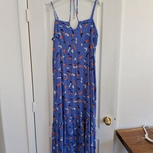 Blue Abstract Pattern Maxi Dress